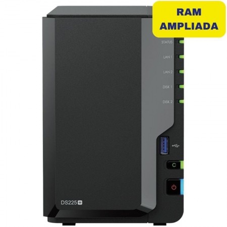 NAS Synology Diskstation DS225+/ 2 Bahías 3.5'- 2.5'/ 6GB DDR4/ Formato Torre