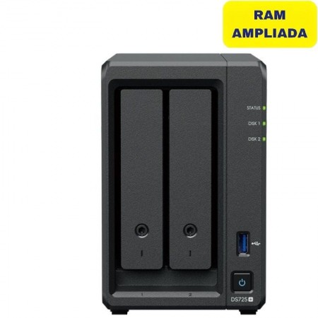 NAS Synology Diskstation DS725+/ 2 Bahías 3.5'- 2.5'/ 16GB DDR4/ Formato Torre
