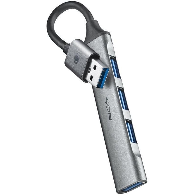 Hub USB NGS IHUB4 Micro/ 4xUSB/ Gris