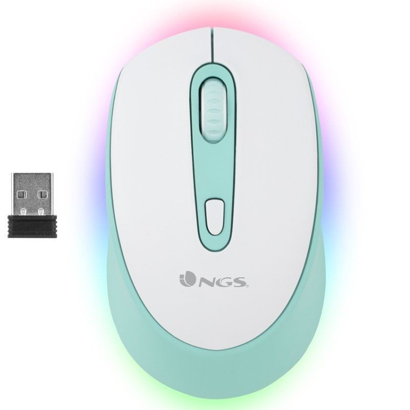 Ratón Inalámbrico NGS Smog Mint-RB/ Batería recargable/ Hasta 2400 DPI/ Verde Menta