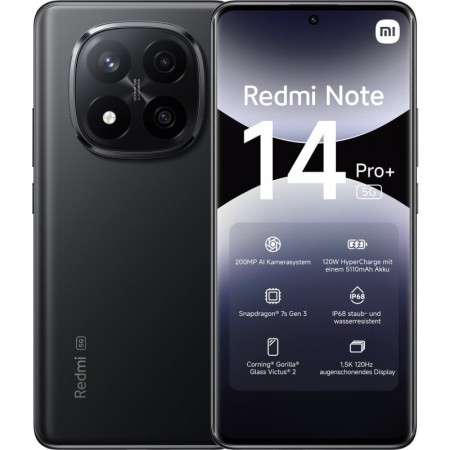 Smartphone Xiaomi Redmi Note 14 Pro+ 12GB/ 256GB/ 6.67'/ 5G/ Negro