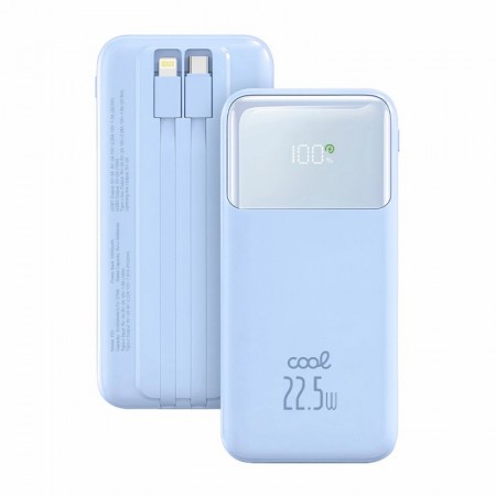 Batería Externa Universal Power Bank 10.000 mAh Carga Rápida 22.5W COOL Pocket Celeste