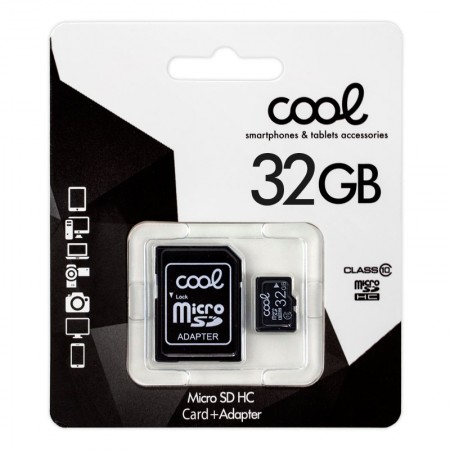 Tarjeta Memoria Micro SD con Adapt. x32 GB COOL (Clase 10)