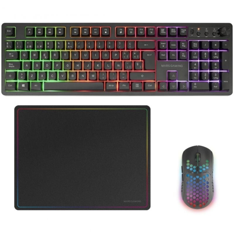 Pack Gaming Mars Gaming MCPWX/ Teclado Inalámbrico + Ratón Inalámbrico + Alfombrilla
