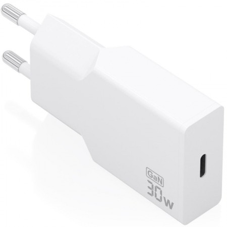 Cargador de Pared GaN Aisens A110-1001/ 1xUSB Tipo-C/ 30W/ Blanco