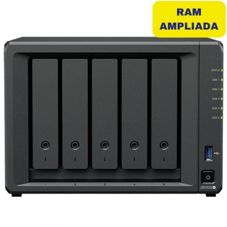 NAS Synology Diskstation DS1525+/ 5 Bahías 3.5'- 2.5'/ 32GB DDR4/ Formato Torre