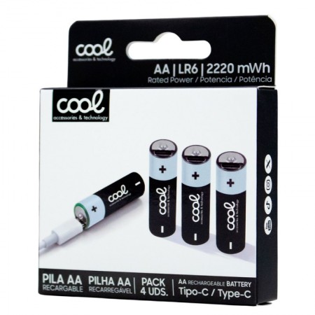 Pilas Alcalinas Recargables TIPO-C AA LR6 COOL (Pack 4 uds)
