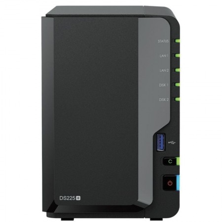 NAS Synology Diskstation DS225+/ 2 Bahías 3.5'- 2.5'/ 2GB DDR4/ Formato Torre